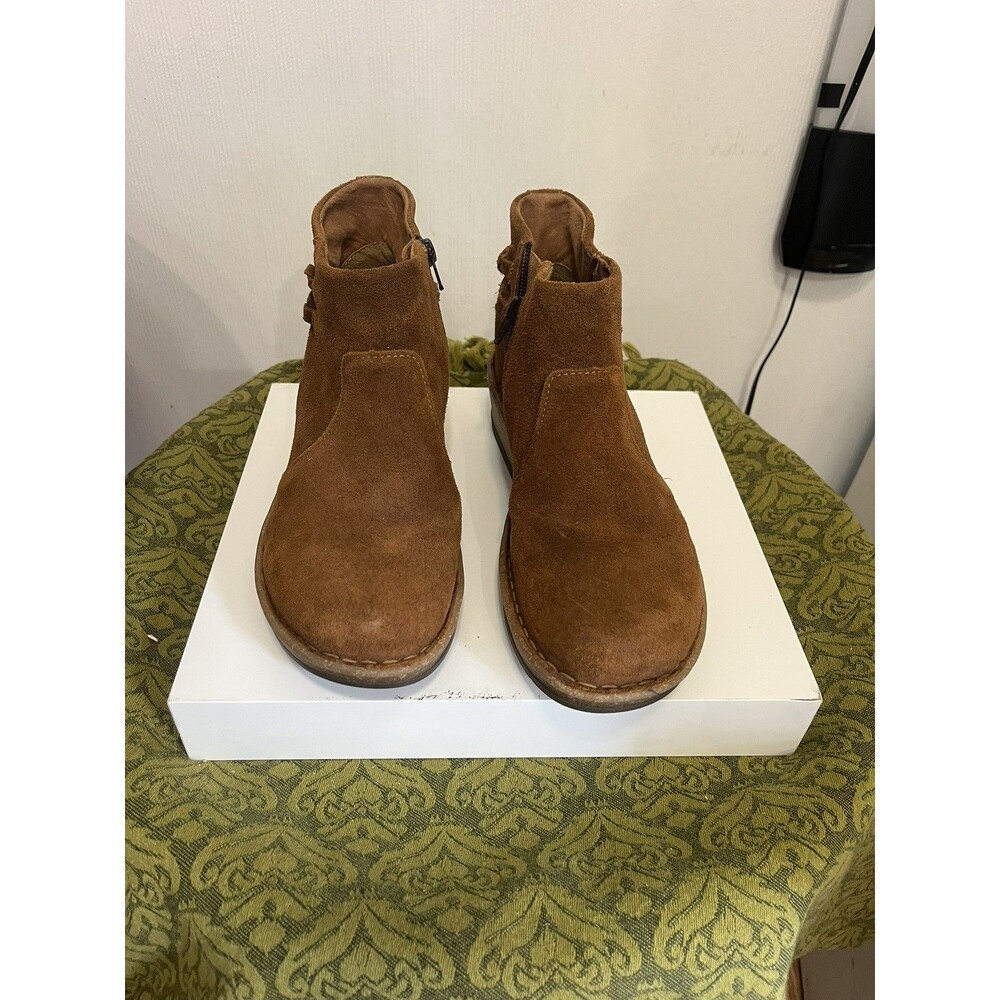 Born Viana Womens Brown Suede Wedge Ankle Zip Comfort Boots Size 9 - Picture 3 of 9